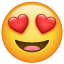 Kalp şeklinde gözlerle gülen emoji