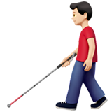 görme engelli bastonlu erkek: açık cilt tonu