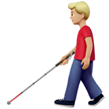 görme engelli bastonlu erkek: orta açık cilt tonu