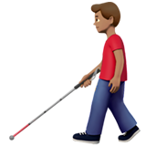 görme engelli bastonlu erkek: orta cilt tonu