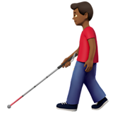 görme engelli bastonlu erkek: orta koyu cilt tonu