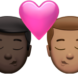 öpücük: erkek erkek koyu cilt tonu orta cilt tonu