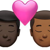 öpücük: erkek erkek koyu cilt tonu orta koyu cilt tonu