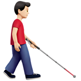 görme engelli bastonlu erkek: açık cilt tonu sağa dönük