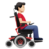 elektrikli tekerlekli sandalyede erkek: açık cilt tonu sağa dönük