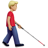 görme engelli bastonlu erkek: orta açık cilt tonu sağa dönük