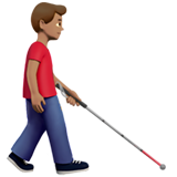 görme engelli bastonlu erkek: orta cilt tonu sağa dönük