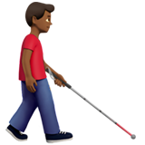 görme engelli bastonlu erkek: orta koyu cilt tonu sağa dönük