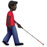 görme engelli bastonlu erkek: koyu cilt tonu sağa dönük