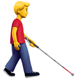 görme engelli bastonlu erkek: sağa dönük