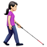 görme engelli bastonlu kadın: açık cilt tonu sağa dönük