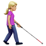 görme engelli bastonlu kadın: orta açık cilt tonu sağa dönük
