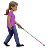 görme engelli bastonlu kadın: orta cilt tonu sağa dönük