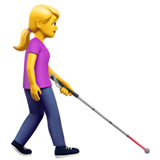 görme engelli bastonlu kadın: sağa dönük