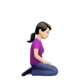 diz çöken kadın: açık cilt tonu sağa dönük