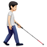 görme engelli bastonlu kişi: açık cilt tonu sağa dönük