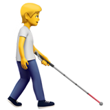 görme engelli bastonlu kişi: sağa dönük