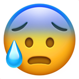 Ağzı acık olan soğuk terleyen emoji