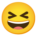 Kapalı gözlerle ağzı açık sırıtma - Noto Color Emoji