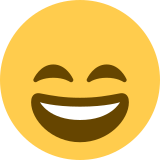 Gülen gözlerle ağzı açık sırıtma - Twitter / X