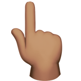 elinin tersiyle yukarıyı gösteren işaret parmağı: orta cilt tonu