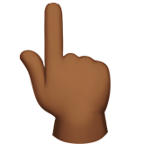 elinin tersiyle yukarıyı gösteren işaret parmağı: orta koyu cilt tonu