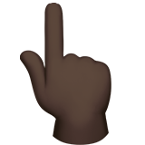 elinin tersiyle yukarıyı gösteren işaret parmağı: koyu cilt tonu