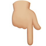 elinin tersiyle aşağıyı gösteren işaret parmağı: orta açık cilt tonu