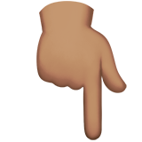 elinin tersiyle aşağıyı gösteren işaret parmağı: orta cilt tonu