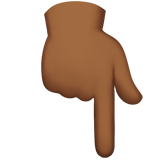 elinin tersiyle aşağıyı gösteren işaret parmağı: orta koyu cilt tonu