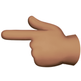 elinin tersiyle solu gösteren işaret parmağı: orta cilt tonu