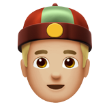 çin şapkalı erkek: orta açık cilt tonu