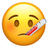 Ağzında ateş termometreyi olan emoji