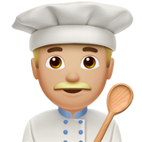 erkek aşçı: orta açık cilt tonu