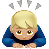 başını öne eğen erkek: orta açık cilt tonu