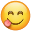 Lezzetli yemek gören emoji U+1F60B