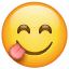 Lezzetli yemek gören emoji U+1F60B Lezzetli yemek gören emoji U+1F60B