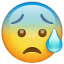 Ağzı acık olan soğuk terleyen emoji U+1F630 Ağzı acık olan soğuk terleyen emoji U+1F630