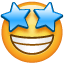Yıldız gözlü sırıtan emoji U+1F929 Yıldız gözlü sırıtan emoji U+1F929