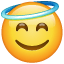 Gülümseyen melek yüzlü emoji U+1F607 Gülümseyen melek yüzlü emoji U+1F607