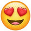 Kalp şeklinde gözlerle gülen emoji U+1F60D Kalp şeklinde gözlerle gülen emoji U+1F60D