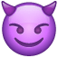Boynuzlu gülümseyen emoji U+1F608 Boynuzlu gülümseyen emoji U+1F608