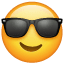 Güneş gözlüklü emoji U+1F60E